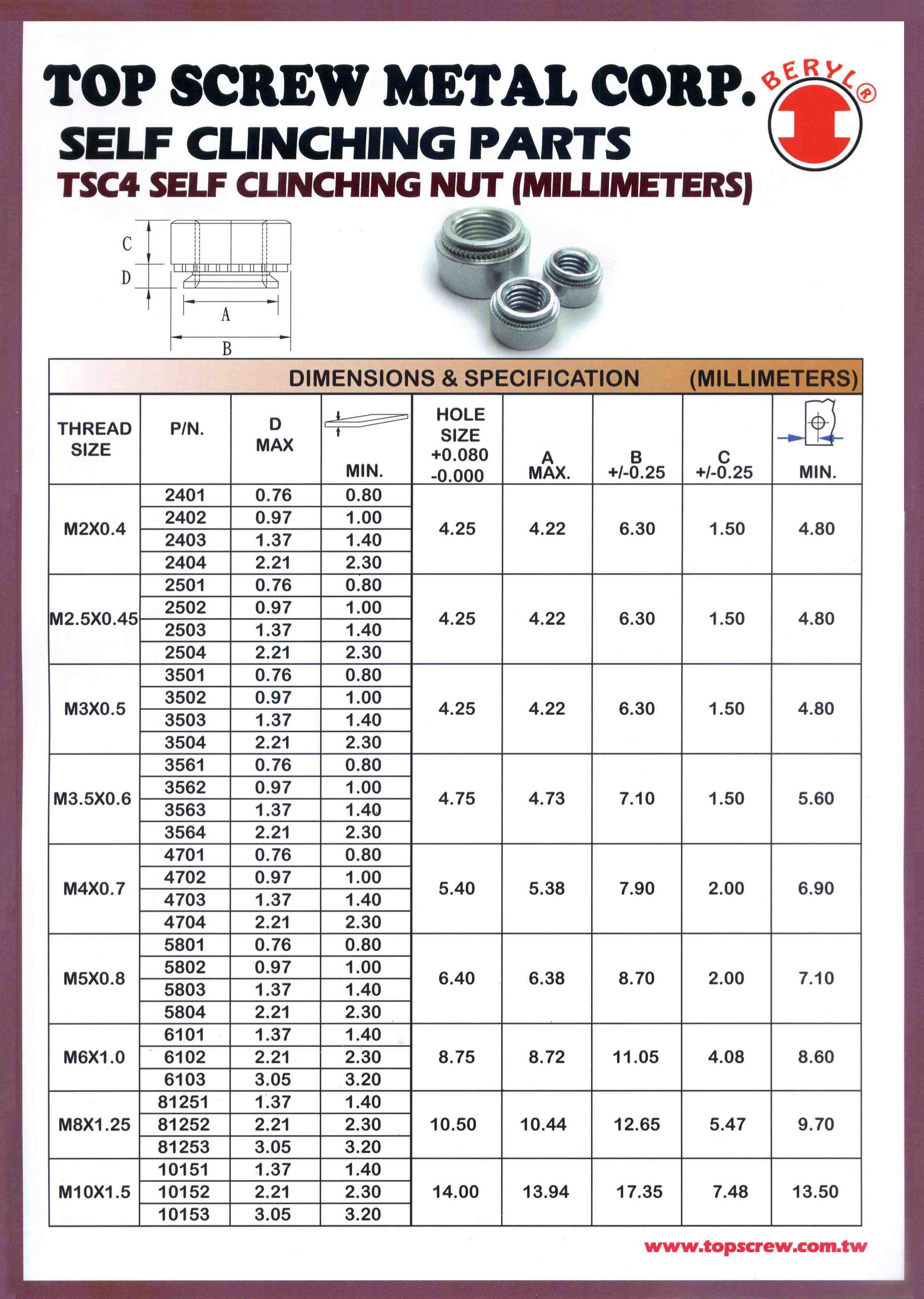 self clinching fastener,Self-Clinching Captive Studs,Standoffs,Self clinching standoffs,Self clinching Fasteners‎,Self Clinch Through Standoffs,clinching part,Self clinching Stud,Self clinching Nut,PEM-Type Fasteners,Sheet Metal Fasteners,Clinch Nuts / Clinch Studs,セルフクリンチングファスナー,圧入式ファスナー,板金用圧入部品,圧入ナット／圧入スタッド,クリンチ固定具,셀프 클린칭 패스너,압입식 체결부품,판재 고정용 패스너,프레스 핏 너트 / 스터드,자체 고정 패스너,Fixations auto-clincheuses,,Fixations à sertir,Éléments d’assemblage auto-sertis,Écrous / goujons auto-clincheurs,Fixations pour tôle mince,Selbstklemmende Befestigungselemente,Einpressbefestiger,Clinch-Befestigungselemente,Blechbefestiger,Einpressmuttern / Einpressbolzen,Sujetadores autoincrustables,Fijaciones autoclínicas,Elementos de sujeción por presión,Tuercas / espárragos autoincrustables,Fijaciones para chapa metálica,Samozaklínací spojovací prvky,Vlisovací upevňovací prvky,Samoúchytové komponenty,Matice / čepy pro lisování do plechu,Spojovací prvky pro tenké plechyTSC 4 Self-clinching Nuts,Press-fit Nuts for Sheet Metal,Captive Nuts,Clinch Nuts,Sheet Metal Fastening Nuts,TSC 4 セルフクリンチングナット,板金用圧入ナット,自己固定式ナット,圧入型ナット,抜け止めナット,TSC 4 셀프 클린칭 너트,판금용 압입 너트,자가 체결 너트,고정형 프레스 너트,클린칭 방식 너트,Écrous auto-clincheurs TSC 4,Écrous à sertir pour tôle,Écrous press-fit,Écrous captifs,Fixations pour tôles minces,TSC 4 selbstklemmende Muttern,Einpressmuttern für Blech,Clinch-Muttern,Pressmutter,Blechbefestigungsmuttern,Tuercas autoincrustables TSC 4,Tuercas de presión para chapa,Tuercas fijadas por prensado,Tuercas clinch para metal,Tuercas cautivas,TSC 4 samozaklínací matice,Vlisovací matice do plechu,Matice pro tenké plechy,Samojistné matice,Pojistné matice pro plech